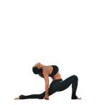 lunge back bend arms down